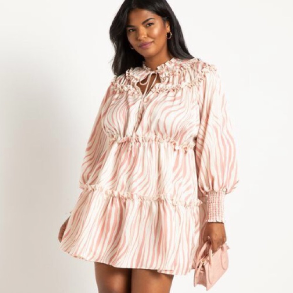 Satin Dress with Ruffle Yoke. Size 18/20.